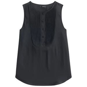 NWT J Crew Drapey Tuxedo Top Half Button Sleeveless Blouse Black Size XS